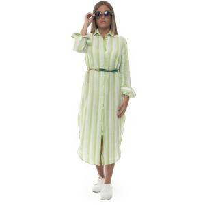 Vincenzo De Lauziers Camicia da donna lunga Miami Bianco/verde Lino Donna