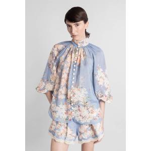 Camicia  in ramie Celeste