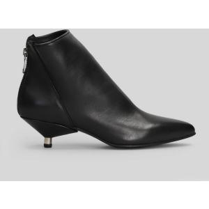 tronchetti tacco basso  in Pelle Nera