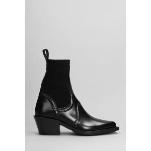 tronchetti tacco basso Nellie in Pelle Nera