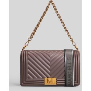 Borsa a spalla Flat M in Gomma Marrone