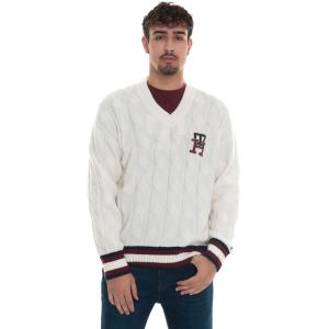Tommy Hilfiger Maglia collo a V Bianco Lana Uomo