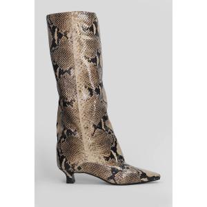 Stivali tacco basso in Pelle Beige