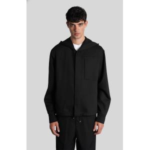 Giacca Casual Hoodie t in Lana Nera