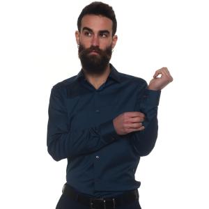 BOSS Camicia classica da uomo Herwing Blu medio Cotone Uomo