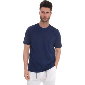 Kiton T-shirt girocollo mezza manica Bluette Cotone Uomo