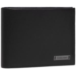 33-Portafoglio grande da uomo Smoth W Plaque 5Cc Coin K50K504299 Nero