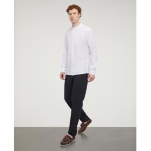 Aspesi Camicia Coreana In Lino Leggero Uomo, Bianco