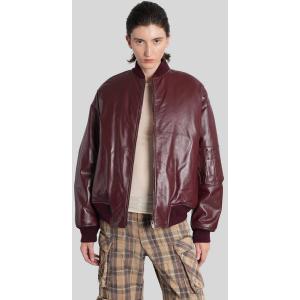 Bomber in pelle in Pelle Bordeaux