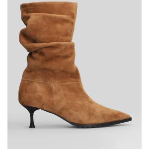 tronchetti tacco alto  in Camoscio Cuoio naturale