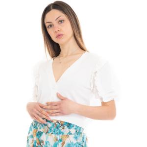 Liu Jo Cardigan corto con bottoni Bianco Viscosa Donna