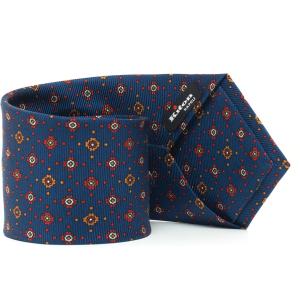 Kiton Cravatta Bluette/rosso Seta Uomo