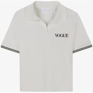 Polo VOGUE avorio con logo ricamato nero
