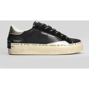 Sneakers Distressed Platform in Pelle Nera