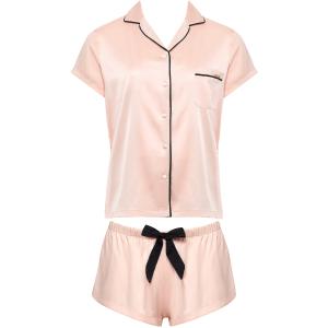 Bluebella Abigail Set Camicia e Short Rosa Chiaro/Nero