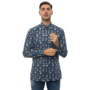 Kiton Camicia casual Azzurro/beige Cotone Uomo
