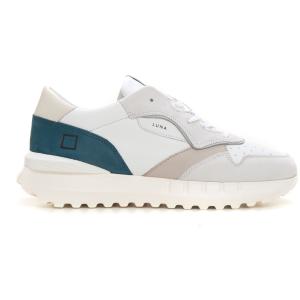 D.A.T.E. Sneakers in pelle con lacci LUNA Bianco-petrolio Pelle Uomo