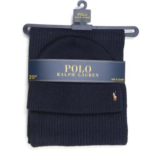 Ralph Lauren Set Sciarpa e Cappello Blu Lana Uomo