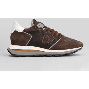 Sneakers Trop Haute Low in Camoscio e Tessuto Marrone
