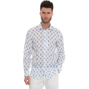 Vincenzo De Lauziers Camicia in lino Azzurro Lino Uomo