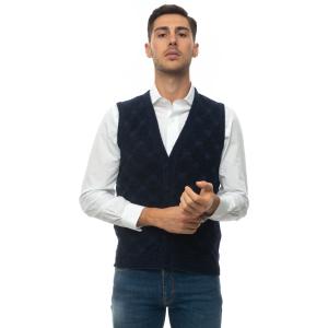 Andrea Fenzi Gilet con bottoni Blu Lana Uomo