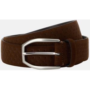 Boggi, Cintura In Pelle Scamosciata Stampata, Uomo, Marrone, Taglia: 100