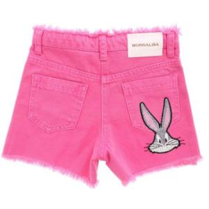 Shorts In Denim Rosa Con Ricamo Bugs Bunny Monnalisa Rosa e Viola Taglia 3Y Monnalisa  Taglia 3Y
