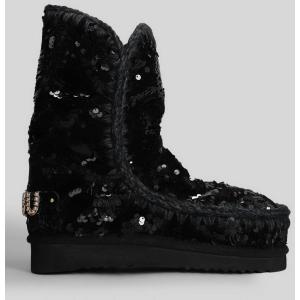 tronchetti tacco basso Eskimo 24 in Camoscio Nero