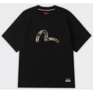 Evisu T-Shirt Seagull Brocade Applique Nera