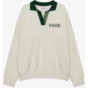 Felpa a polo VOGUE Retro Sports crema con colletto a contrasto verde