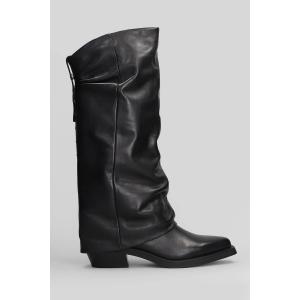 Stivali tacco basso Liam in Pelle Nera