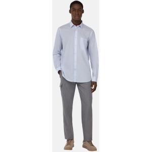 Boggi, Camicia In Popeline Di Cotone A Righe Regular, Uomo, Azzurro, Taglia: S