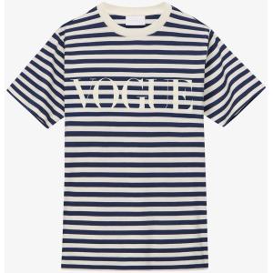 T-Shirt VOGUE Stripes Edition blu navy a righe con logo stampato