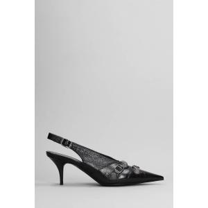 Decollete Cagole sling m70 in Pelle Nera