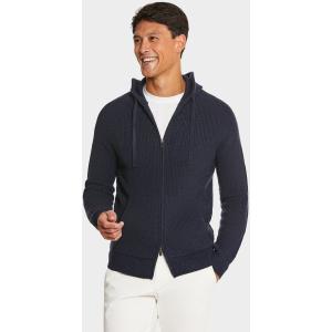 Cardigan full zip a coste in misto cashmere