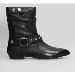 tronchetti tacco basso  in Pelle Nera