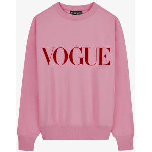 Felpa VOGUE rosa con logo stampato in velluto rosso