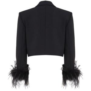 Blazer Corto Con Piume Pinko Nero Taglia 42 Pinko  Taglia 42