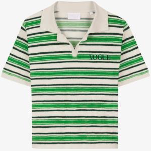Polo VOGUE in spugna a righe verdi con logo ricamato