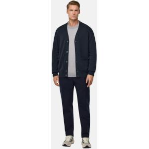 Boggi, Cardigan Di Maglia In 100% Cotone Organico, Uomo, Navy, Taglia: XL
