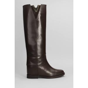 Stivale zeppa interna  in Pelle Testa di Moro