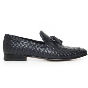 Jerold Wilton Mocassino con nappine Blu Vitello Uomo