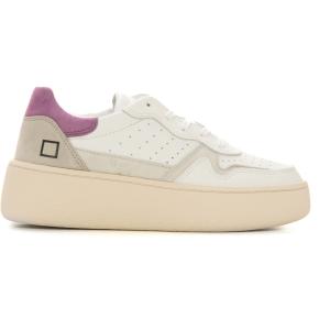 D.A.T.E. Sneakers in pelle con lacci STEP CALF Bianco-lilla Pelle Donna