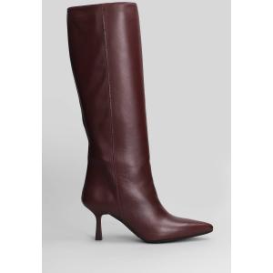 Stivali tacco alto Gilda in Pelle Bordeaux