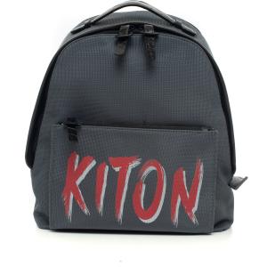 Kiton Zaino di pelle e cordura Grigio Nylon Uomo