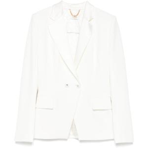 Blazer in crêpe con revers in raso