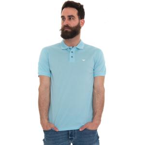 Emporio Armani Polo in cotone piquet Celeste Cotone Uomo
