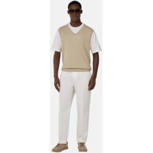 Boggi, Maglia Scollo V In Cotone Seta, Uomo, Sabbia, Taglia: L