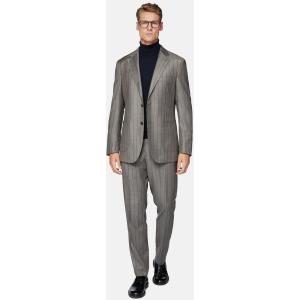 Boggi, Abito Tortora Gessato In Pura Lana, Uomo, Taupe, Taglia: 46