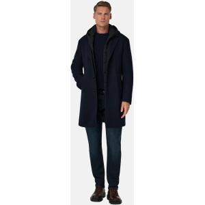 Boggi, Cappotto In Jersey Di Lana Con Pettorina, Uomo, NAVY SCURO, Taglia: 46